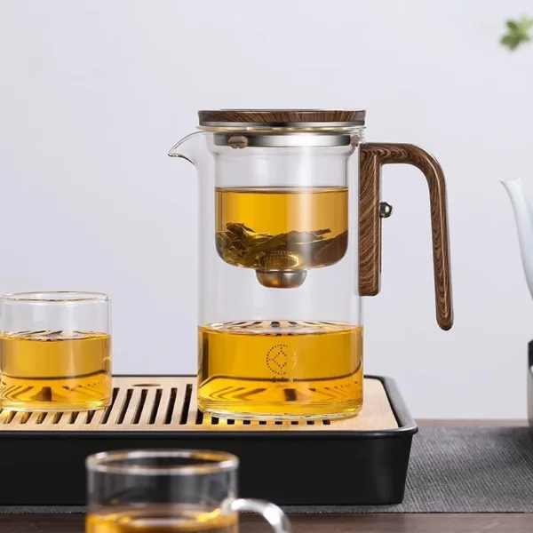 One Click Magnetic Water Separation Glass Teapot