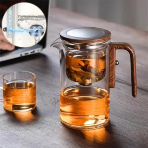 One Click Magnetic Water Separation Glass Teapot