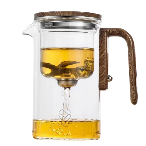 One Click Magnetic Water Separation Glass Teapot