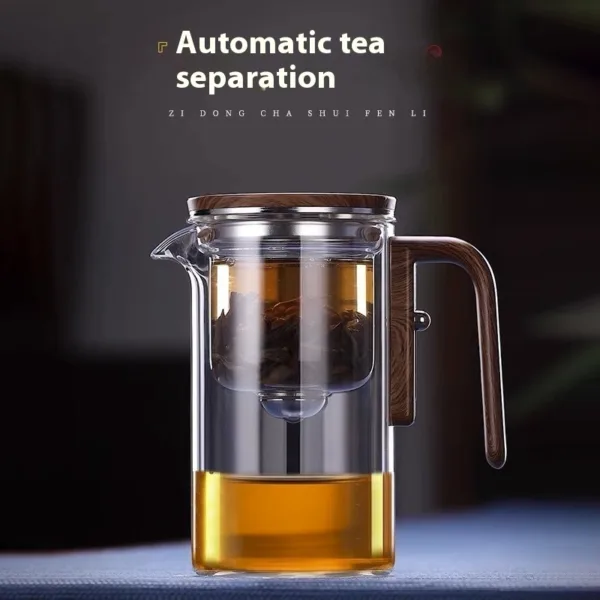 One Click Magnetic Water Separation Glass Teapot